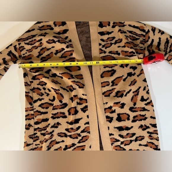 SPLENDID brown black cheetah print open long cardigan sz XS comfy - Picture 5 of 7